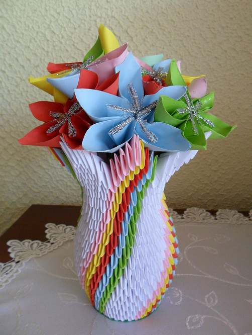 ваза оригами из модулей