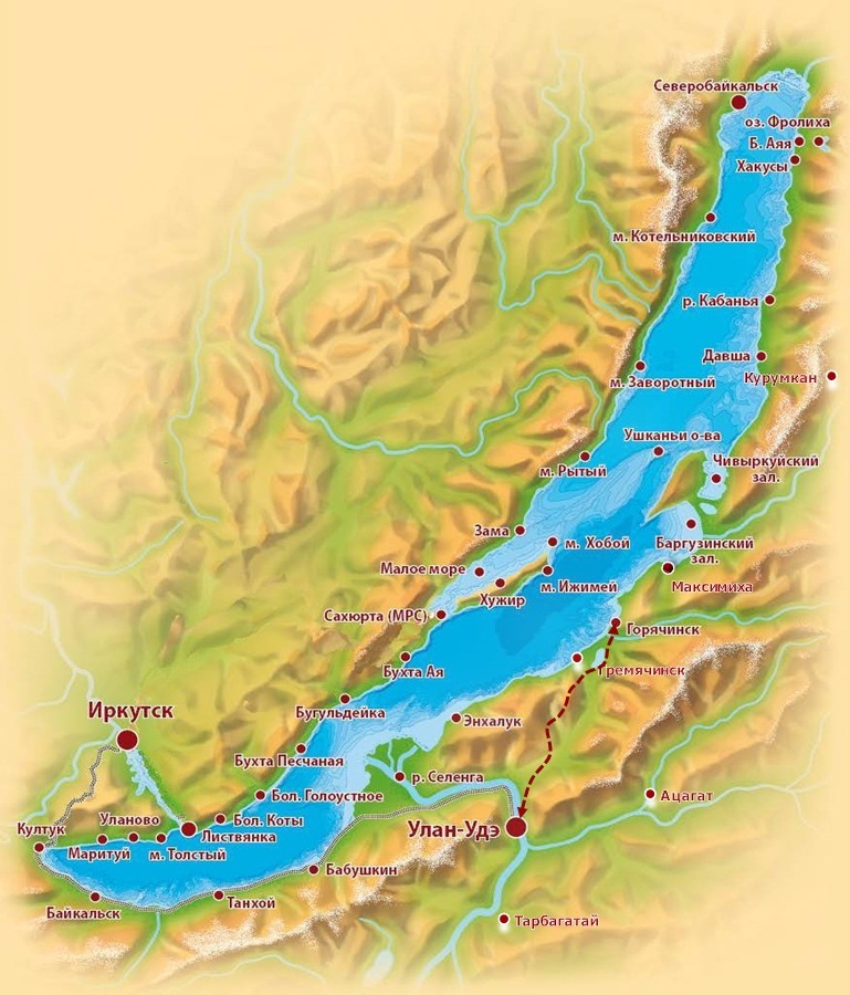 Схема окрестностей озера Байкал