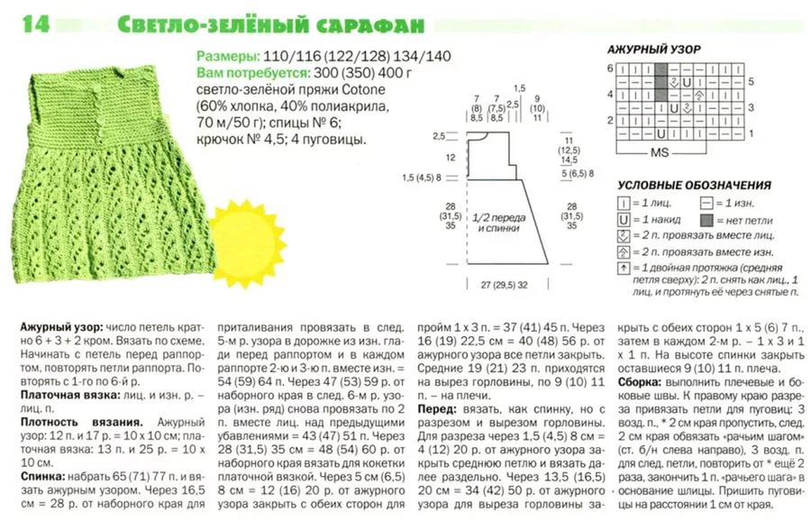 Схемы детского платья спицами