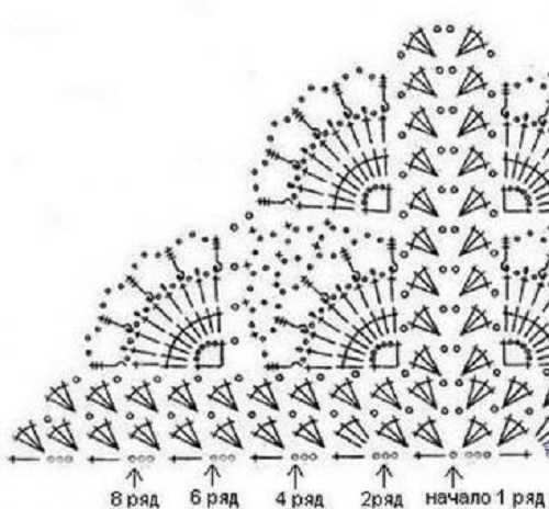 Схема ажурного бактуса с веерами