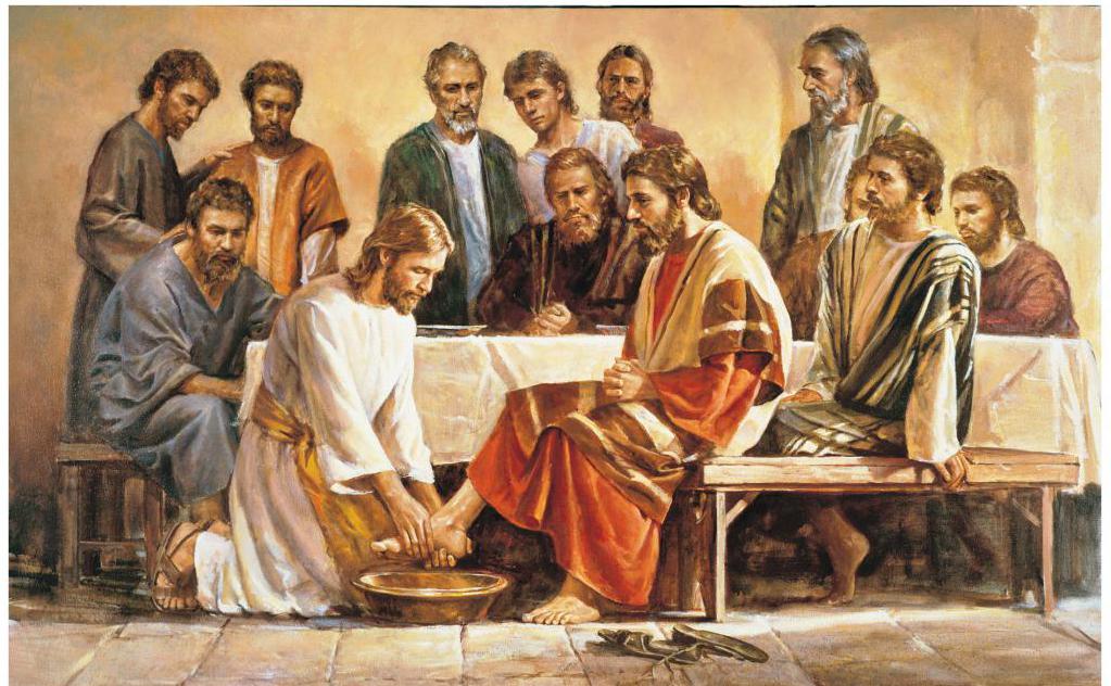 Иисус Христос моет ноги 12 апостолам