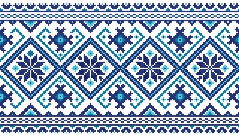 Синий белорусский орнамент