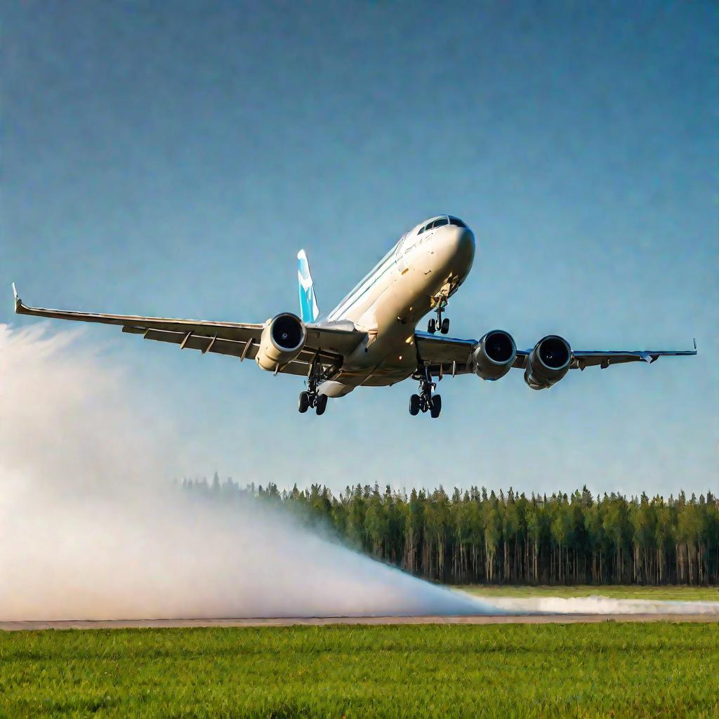 Самолет взлетает из аэропорта Чебоксары