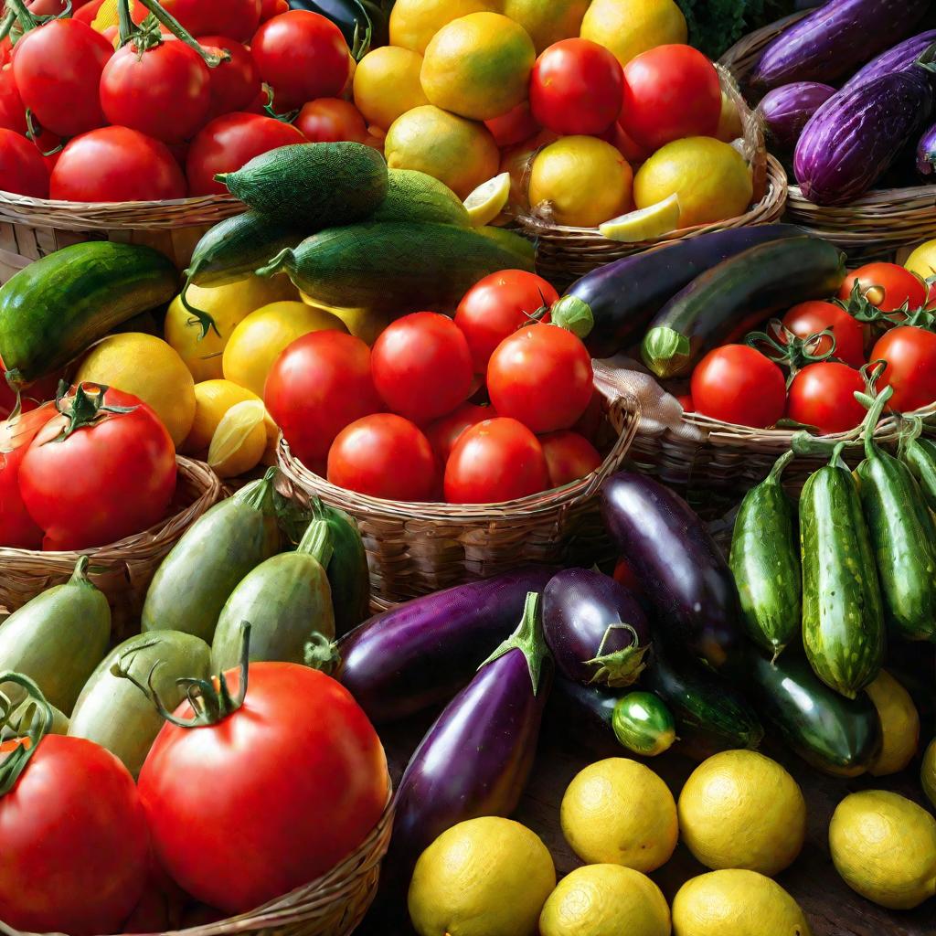 Прилавок с овощами на рынке