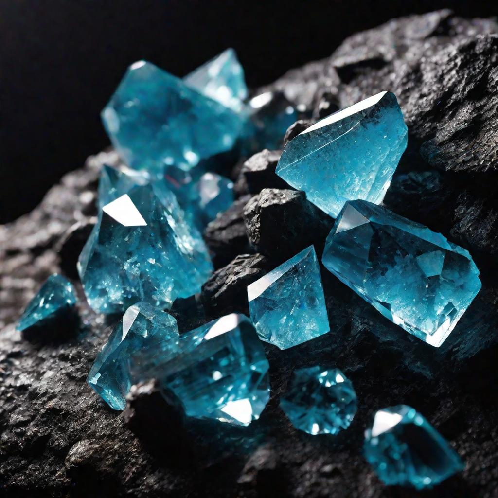 Синие кристаллы гидроксида меди на камне