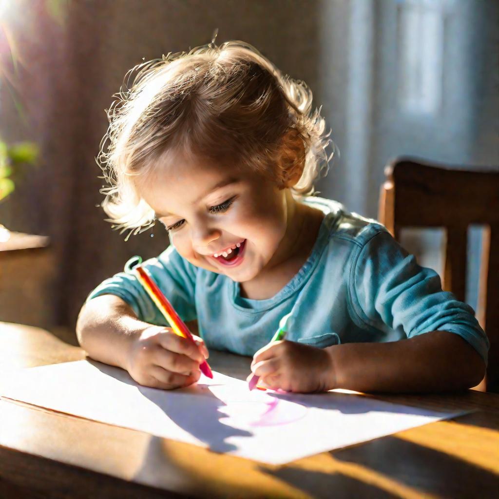 Ребенок рисует с помощью детского проектора