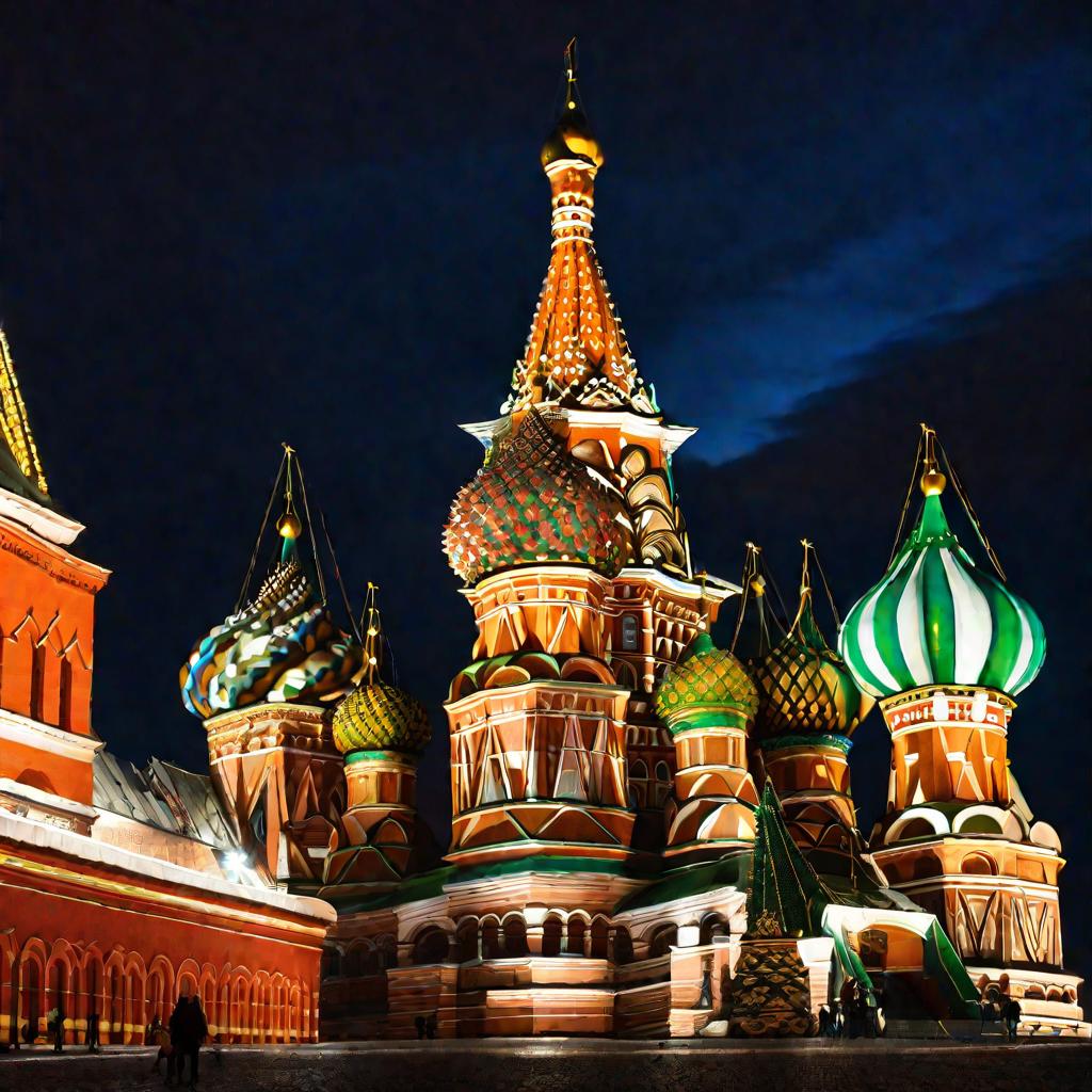 Ночной вид Красной площади в Москве
