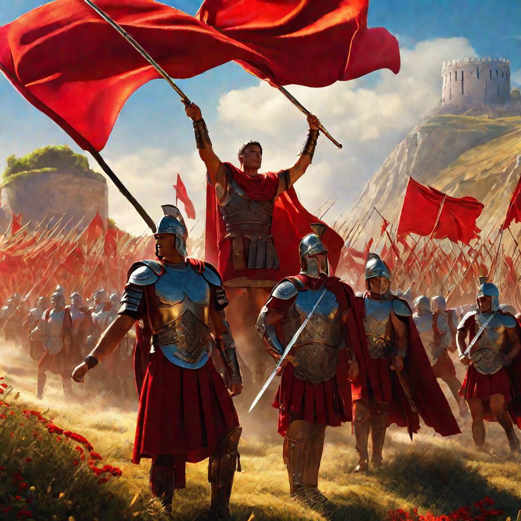 Римские воины празднуют победу над галлами