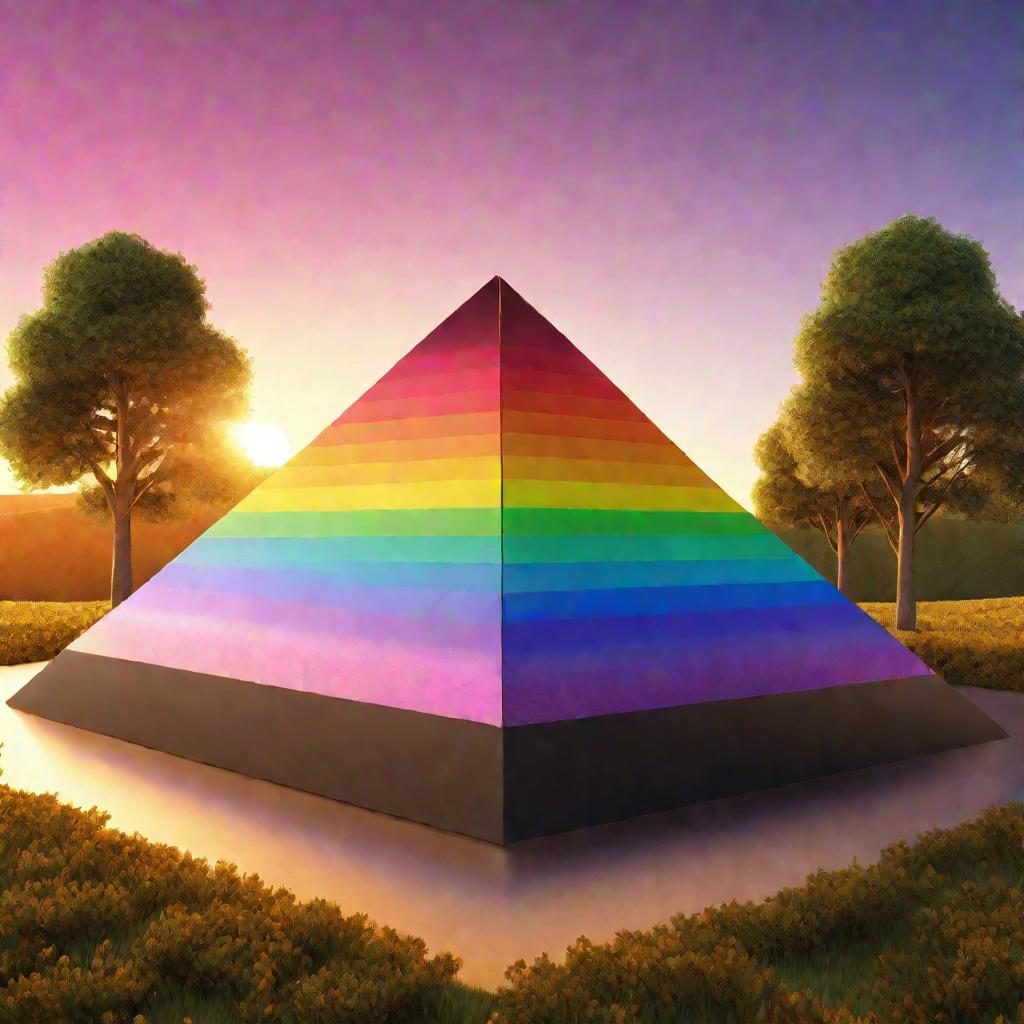 Правильная светящаяся пирамида на закате