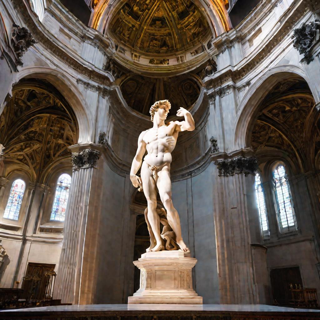 Статуя Давида Микеланджело, ракурс снизу вверх.
