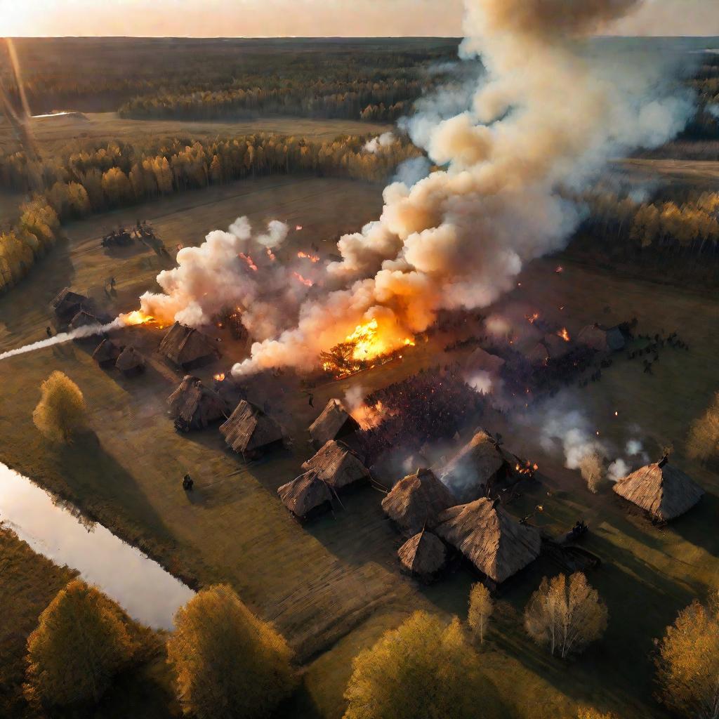 Село горит во время шведского вторжения