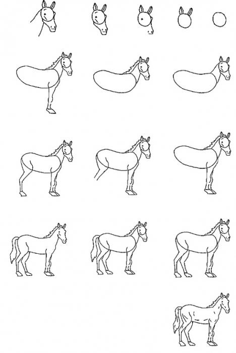 нарисованные лошади