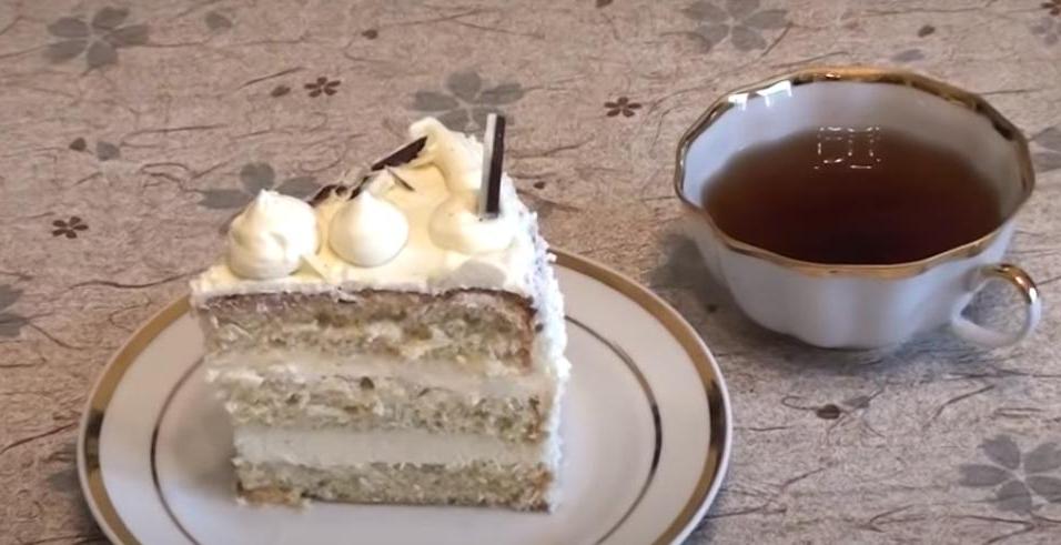 Торт пломбир из песочной крошки с кремом