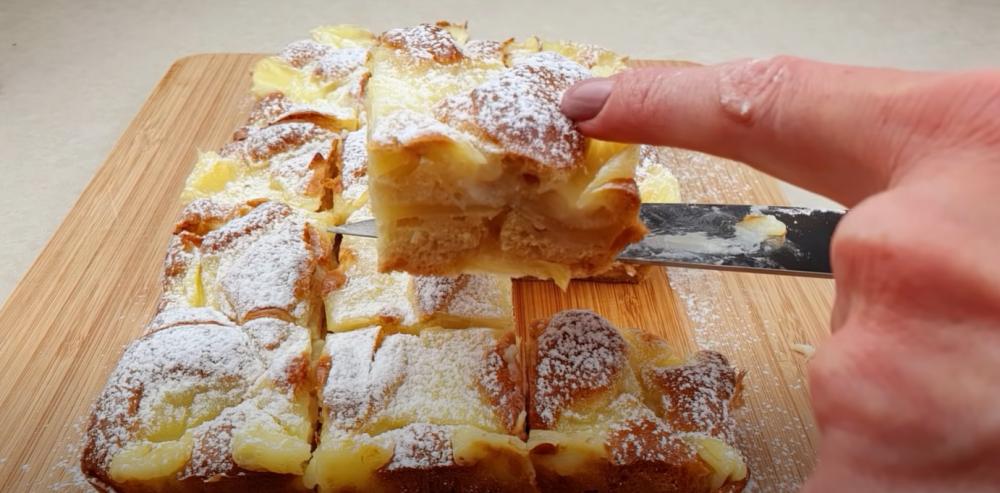 Пирог с яблоками и заварным кремом
