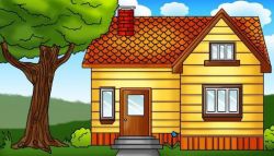 Как нарисовать дом с помощью карандашей, линейки и акварельных красок